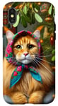 Coque pour iPhone X/XS Orange Maine Coon Babushka Chat Noël Gui