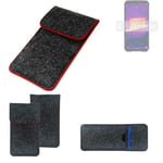 Felt Case for Ulefone Armor 9 dark gray red edges Cover bag Pouch