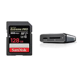 SanDisk Extreme PRO 128GB UHS-II SDXC card with the SanDisk Professional PRO-READER SD and microSD