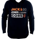 New Mens Jack & Jones Core Hoodie Logo Print Drawstring Hoody Size S RRP£30