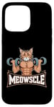 Coque pour iPhone 15 Pro Max Meowscle Gym Cat T-shirt d'entraînement amusant pour les amoureux des chats