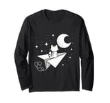 Cat Fly Me to the Moon Paper Plane Moon Cute Long Sleeve T-Shirt