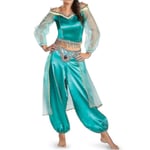 Nya kvinnor Aladdin Alibaba Jasmine Cosplay Kostym Princess Fancy Dress Outfit Z Blue Green M