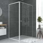 Paroi porte de douche blanc RETOUR 80x185cm pour porte - verre transparent 5mm - WHITY SIDE 80