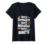 Womens ANNETTE Personalized Very Demure Very Mindful ANNETTE Name V-Neck T-Shirt