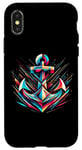 Coque pour iPhone X/XS Symbole de la mer ancre cool dans le style art abstrait Noël