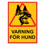 VARNING FÖR HUND Skylt - Hundskylt / Varningsskylt / A5 multifärg