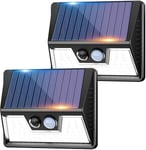 vighep Lampe Solaire Exterieur Detecteur de Movement, Lot de 2 Lumiere Solaire Exterieur, IP65 Étanche 3 Modes Spot Solaire, 270° Eclairage Exterieur Blanc Froid Applique Murale pour Jardin, Garage