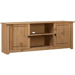 The Living Store - Meuble tv 120x40x50 cm Bois de pin massif Gamme Panama Brun