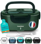 TRAVELISIMO Gamelle Chauffante 80W Lunch Box Chauffante Electrique 1,5L Boite Repas Isotherme 220V 24V 12V Boite Chauffante Repas Camion Bureau, Gamelle Chauffante Allume Cigare Boite Repas Chauffante