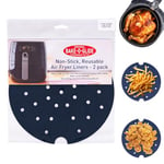 Bake-O-Glide Air Fryer Liners, AFL002, 235mm Diameter Round, Pack of 2, Blue