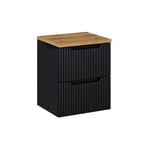 Meuble sous-vasque 50cm 2 tiroirs plan de toilette Riva Noir et Bois