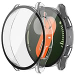 Misxi 2 Pièces PC Protection Ecran pour Samsung Galaxy Watch 7 40mm, Anti-dérapante Ultra-mince Résistante aux Rayures Coque avec Verre Trempé pour Galaxy Watch7, Transparent