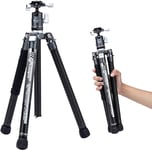 Fotopro 163 CM Carbon Fiber Camera Tripod with Monopod Ball Head 360 1/4 Quick Release Plate Professional DSLR Tripod for Camera Max Load 12kg X Aircross 3 Grey