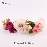 2pcs Mommy&kids Headband Flowers Wreath Garlands Floral Rose Red&pink Mommy