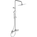 Ideal Standard Colonne de douche, Mitigeur thermostatique Ceratherm C100, Pomme de tête carrée 300x 300 mm (30x30cm), Douchette Stick 1 jet, Limiteur débit 8 et 12l/mn, Flexible douche, Chrome A7540AA