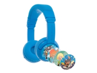 Onanoff BuddyPhones PLAY+ - Hörlurar med mikrofon - på örat - Bluetooth - trådlös, kabelansluten - cool blue