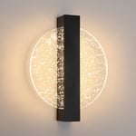 6W dimbar LED-vägglampa, modern inomhus aluminium vägglampa, LED-vägglampa sänglampa, svart rund akryl vägglampa, 3000K-6500K