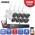 WiFi Kit Vidéosurveillance Système Caméra Sécurité ip 8CH 8 Caméras Surveillance Sans Fil Intérieures Extérieures Enregistrement Audio IP66 étanche