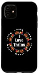 Coque pour iPhone 11 I Love Trains Train Track Jouet électrique Train Train Tee