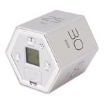 (Silver)Cube Timer Compact Magnetic Alarm Function Adjustable LCD Screen Time