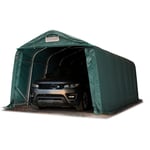 Tente-garage carport 3,3 x 7,2 m d'élevage abri agricole tente de stockage bâche pvc 800 n armature solide vert foncé sol dur, béton