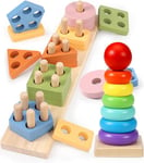 Subtail Montessori Jouets Enfant 1 2 3 Ans - Jouet à Empiler Et de Tri Bebe 1 an - Jouet Puzzles en Bois - Jeu Jeux Montessori 1 an - Jouets D'Activité et de DéVeloppement Cadeau Enfant 1 2 Ans