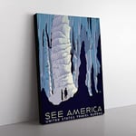 Wpa See America No.2 Travel Poster Vintage Canvas Wall Art Print Ready to Hang, Framed Picture for Living Room Bedroom Home Office Décor, 50x35 cm (20x14 Inch)