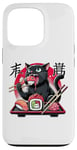 Coque pour iPhone 13 Pro Chat noir mangeant des sushis Anime drôle chat amateur de sushi