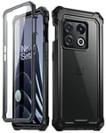 Poetic Guardian Coque Compatible avec OnePlus 10 Pro 5G, Protection d'écran intégrée avec Identification d'empreintes digitales, Coque intégrale Hybride Antichoc, Noir/Transparent