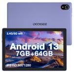 DOOGEE U9 Tablette 10.1 Pouces Android 13, Tablette Tactile 7Go RAM + 64Go ROM 5060 mAh WiFi 6 1280×800, Widevine L1/Bluetooth 5.0/OTG/Type C/G-Sensor, Violet