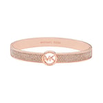 Michael Kors Brass and Pavé Crystal MK Logo Bangle Bracelet for Women, Color: Rose Gold (Model: MKJ8003791), One Size, Brass, Cubic Zirconia