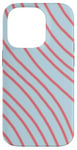 Coque pour iPhone 14 Pro Fond bleu clair et motif lignes orange clair