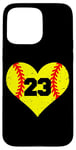 iPhone 15 Pro Max Softball Number 23 Jersey Funny Softball Heart Game Day Case