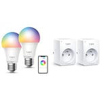 TP-Link Tapo Ampoule Connectée Wifi Tapo L530E(2-pack), Ampoule LED 8.7W 806Lm, RGBCW Multicouleur et Blanc Chaud, 2PCS & Tapo Prise Connectée WiFi, 10A, Tapo P100(FR) 2 Pack