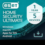 ESET HOME Security Ultimate 2024 | 5 Devices | 1 Year | Antivirus, Metadata Cleanup, VPN, Password Manager, Secure Data included | Windows, MacOs, Android & iOS Apps | Activation Code by email