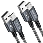 Câble Micro Usb [2m/Lot De 2] Chargeur Micro Usb 3a Charge Rapide,Nylon Tressé Chargeur Pour Android Samsung Galaxy S7 S6 Edge J7 J5 J3, Redmi Note 5, Wiko, Huawei, Sony, Lg, Kindle, Ps4