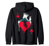 Peace Love Poker - Vintage King Of Hearts Card Game Lover Zip Hoodie