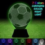 BO 3D LED-lampa Fotboll Optisk Illusion Nattljus 7 färger USB-rumsinredning