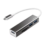 LogiLink USB-C Hub 3port+minneskortsläs