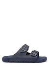 BOSS Mens Surfley Sand Twin-strap sandals in rubberised faux leather Size 7