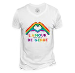 T-Shirt Homme Col V L'amour N'a Pas De Genre Lgbtq+ Gay Lesbien