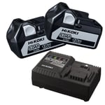 Hikoki 18V Power Pack - 2x BSL1850 5.0Ah 18V Batteries  UC18YSL3 Fast Charger