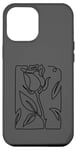 Coque pour iPhone 12 Pro Max Rose noire abstraite dessin minimaliste Line Art