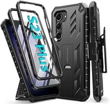 FNTCASE Coque pour Samsung S23+ Plus : Coque de Protection Antichoc et résistante aux Chutes de qualité Militaire pour Galaxy S23 Plus - Coque 360 - Robuste - Mat - avec béquille - Noir