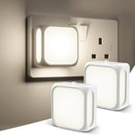 PURSNIC Night Light Plug in Wall, with Dusk to Dawn Photocell Sensor, 4000K Natural White, Brightness Adjustable, for Kids, Bedroom, Hallway, Stairs, 2 Pack