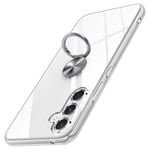 KumWum Coque de Protection Compatible avec Samsung Galaxy A15 4G/5G Transparent TPU Antichoc Mince Case Ne jaunit jamais Cover avec Support annulaire à 360 degrés Housse -Transparent