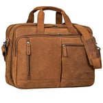 STILORD 'Arnold' Spacieux Sac Bandoulière Cuir Sacoche Ordinateur 17 Pouces à 19 Vintage Sac d'Affaires Hommes Grand Cartable Professeur Femme Cuir Véritable, Couleur:tan - marron - scuro