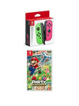 Nintendo Switch Green And Pink Joy-Con Twin Pack &Amp; Mario Party Superstars