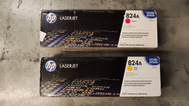 Genuine HP 824A Magenta + Yellow Toner Cartridges (CB383A CB382A) FREE DELIVERY